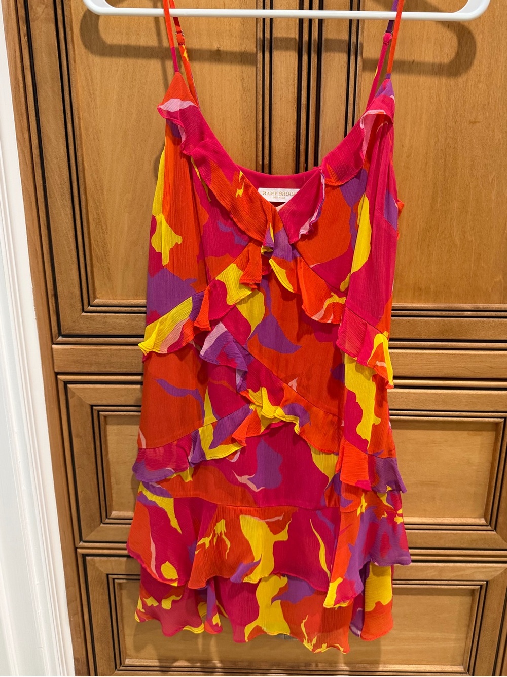 Ramy Brook Multicolor Ruffle Cami Dress in Pink, Orange & Purple
